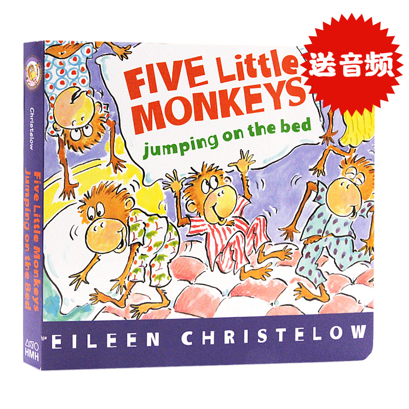 现货 五只猴子英文原版绘本 Five Little Monkeys Jumping on the bed 五只小猴子在床上跳 儿童英语读本廖彩杏书单进口正版送音频