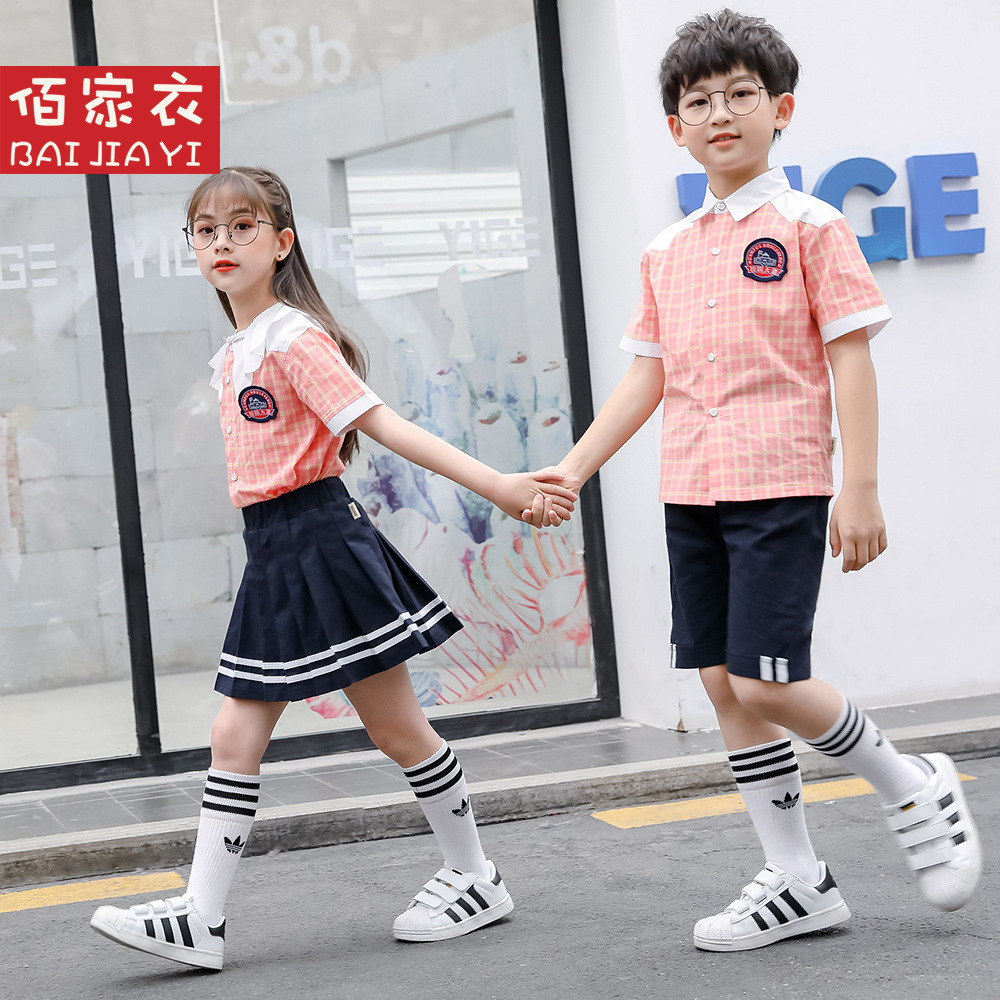 幼儿园园服夏装学院风班服套装短袖裙子儿童运动会小学生校服夏季