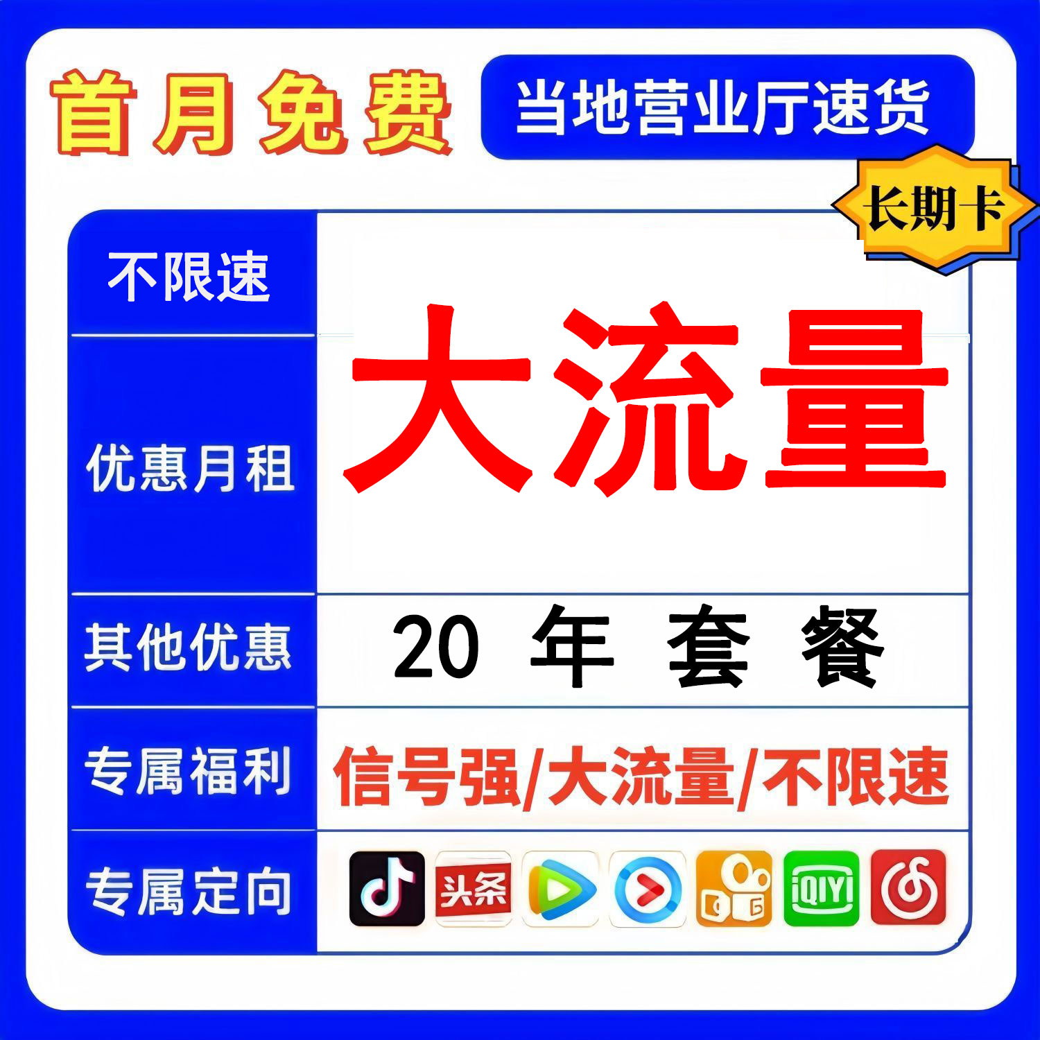 电信流量卡纯流量上网卡5G手机本地卡电话卡大流量不限速全国通用