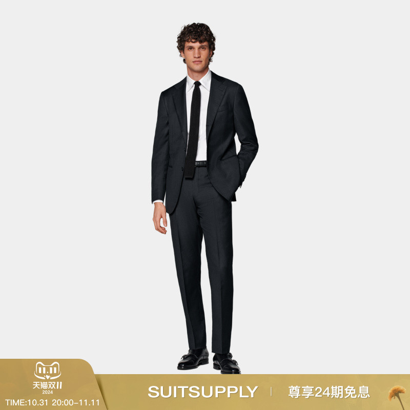 秋冬SUITSUPPLY深灰色羊毛西服修身商务男士正装西装套装经典款