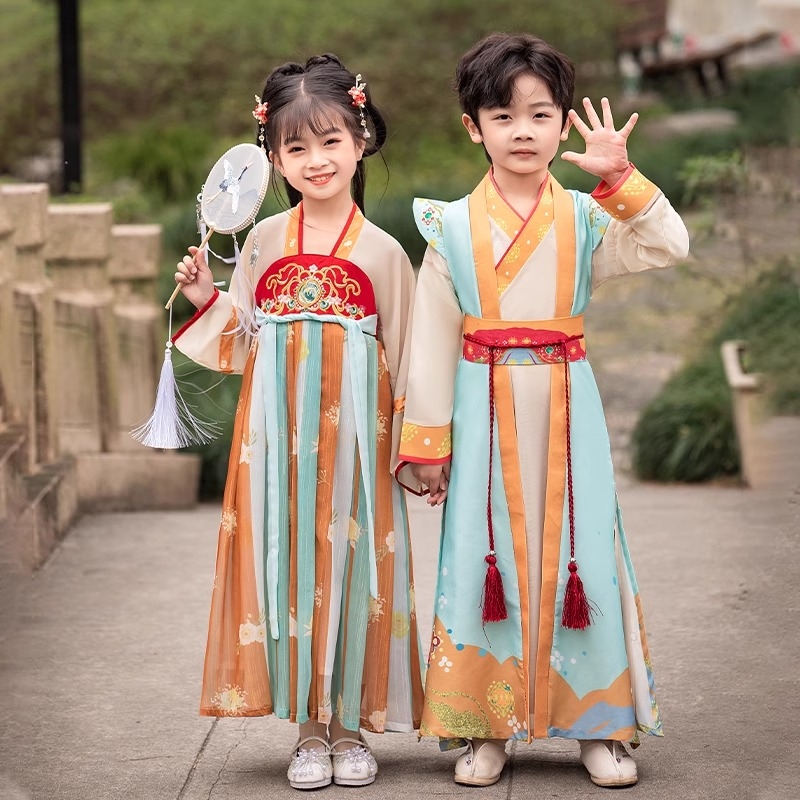 汉服女童中国风春季新款儿童古装国学服小女孩超仙连衣裙襦裙