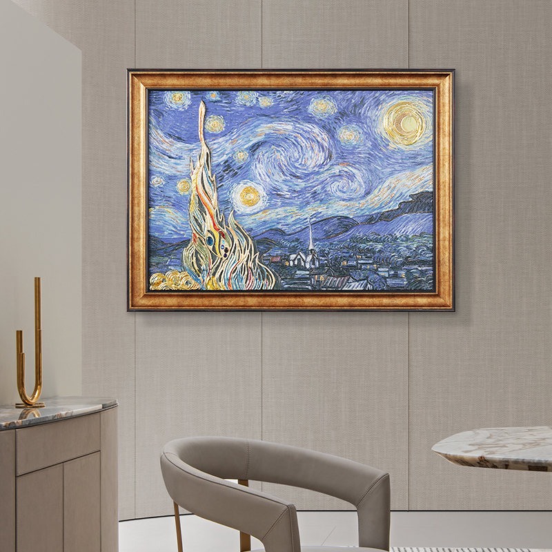 圣朗伦《星空》珐琅彩工艺装饰画立体浮雕沙发背景墙挂画