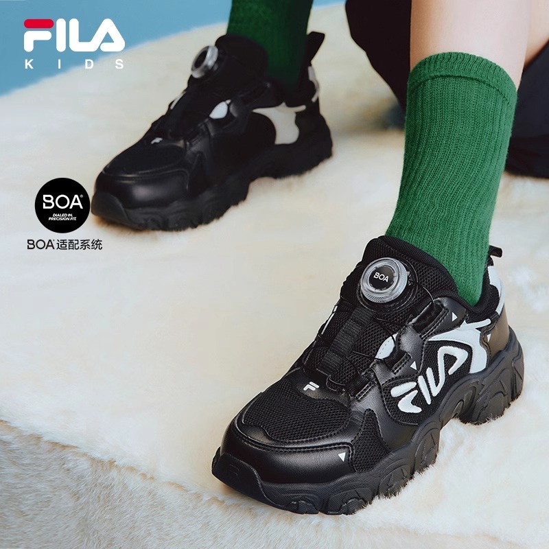 FILA KIDS斐乐童鞋儿童跑步鞋秋季款男女大童旋钮猫爪网面运动鞋