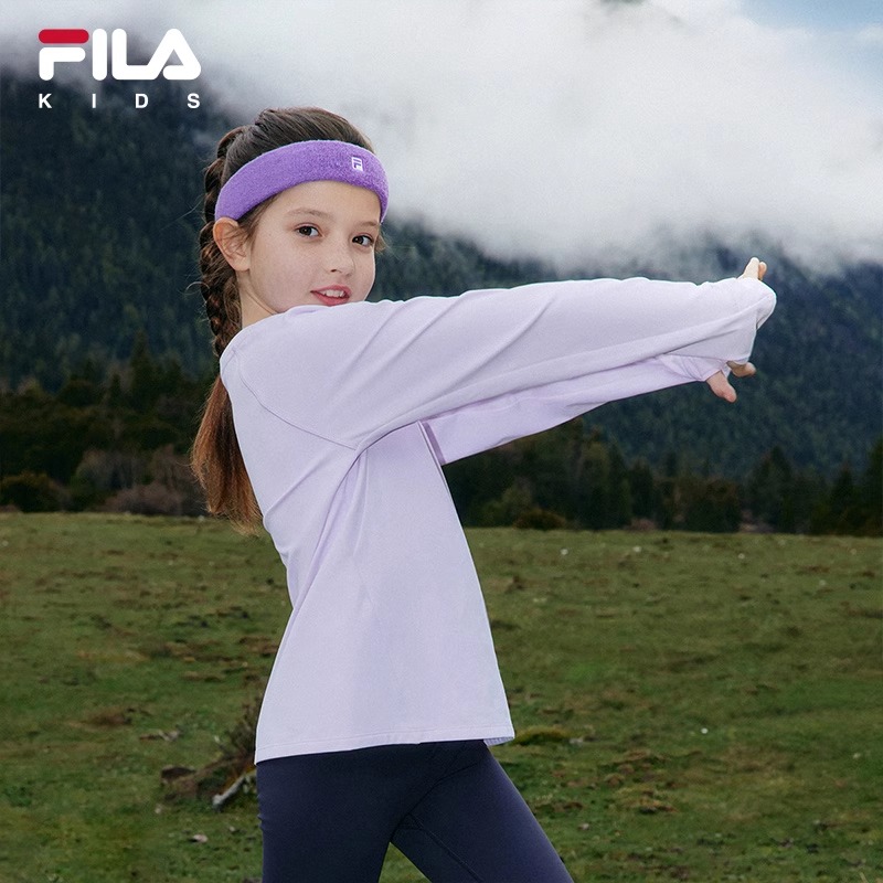 FILA KIDS斐乐童装男女童长袖T恤冬新款儿童运动弹力户外跑步上衣