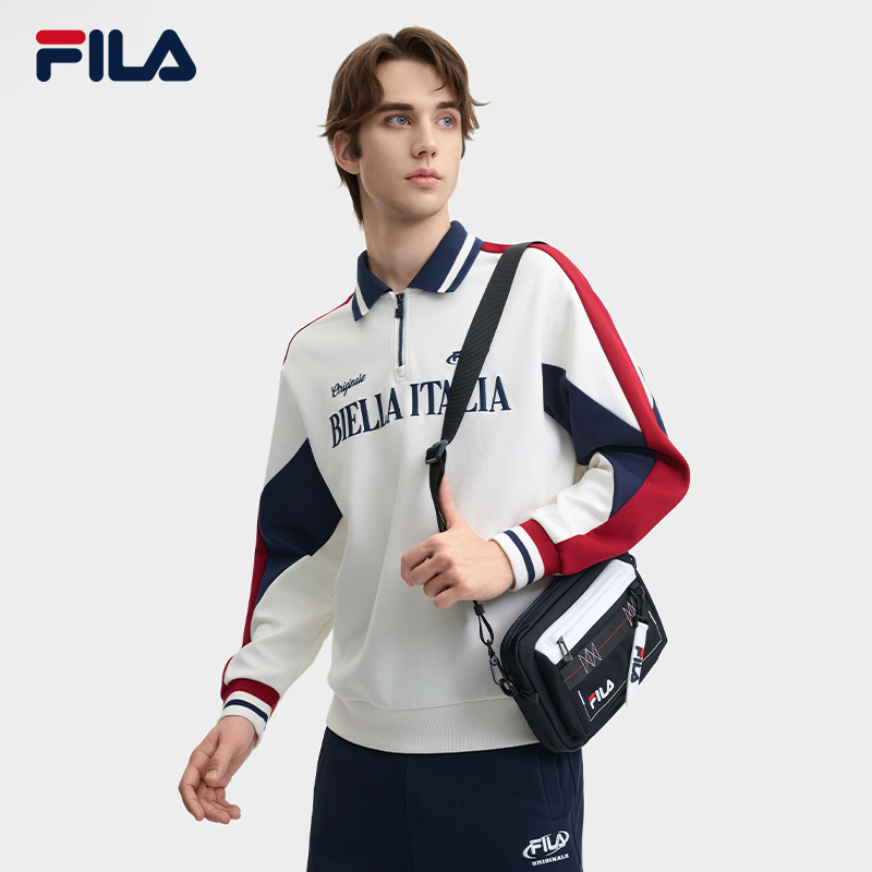 FILA 斐乐官方男包挎包2024冬季新款撞色单肩包休闲斜挎包随身包