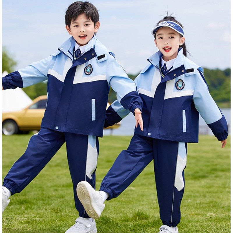 小学生春季开运动会服装2024新款幼儿园园服春秋装蓝色夏季四件套