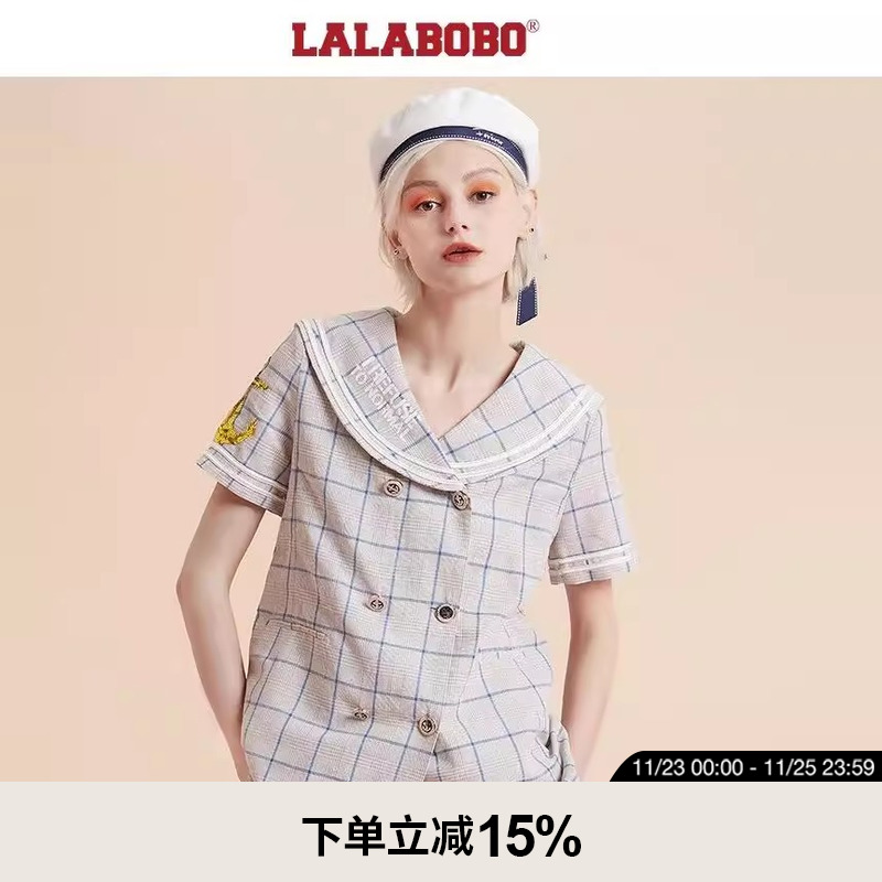 LALABOBO秋季新品可爱时尚款海军风格纹西装服外套女|D20A-WSXW12