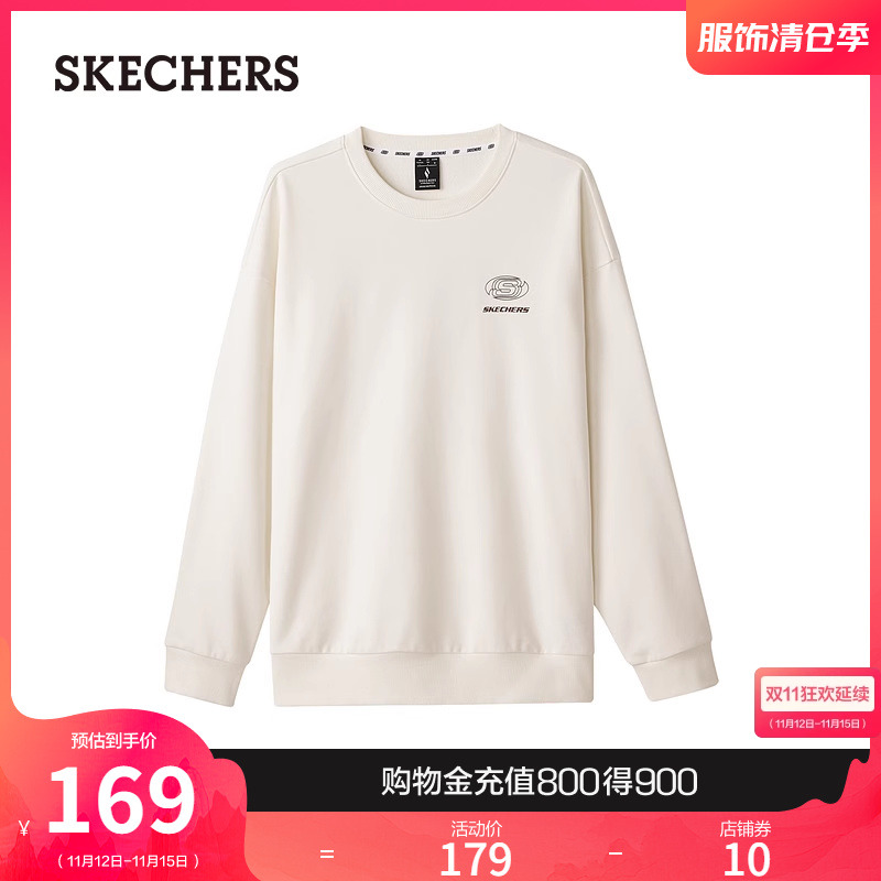 Skechers斯凯奇2024年秋冬新款男女同款针织卫衣时尚百搭长袖T恤