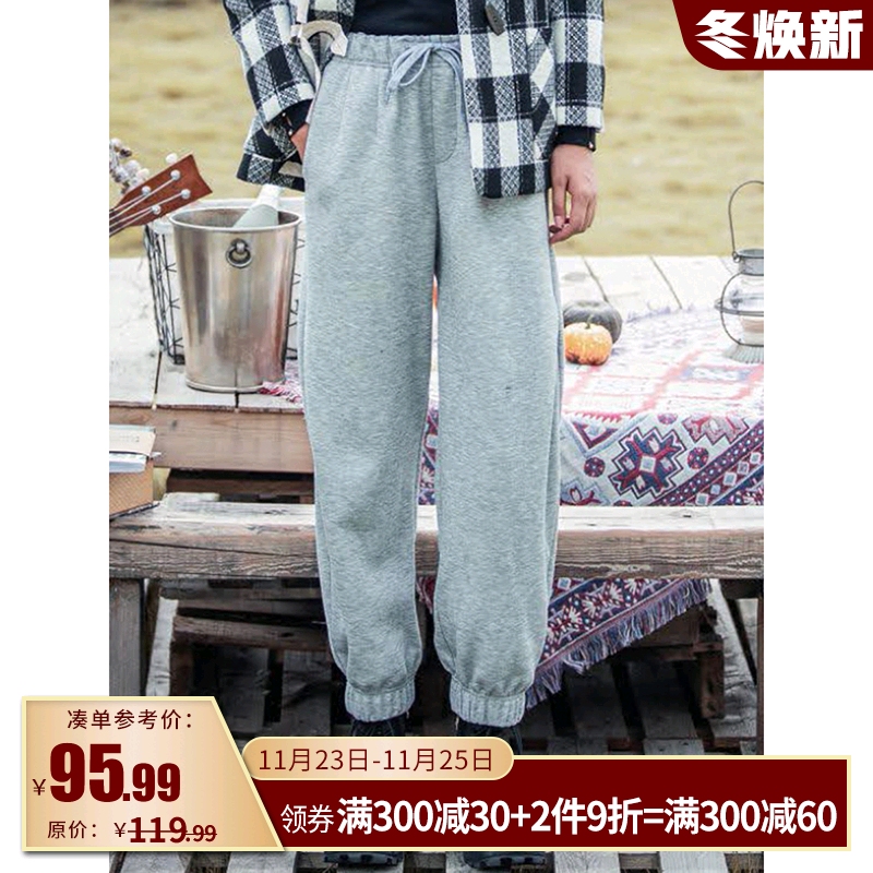 【全店2件9折】【昔系列】专柜508元加绒束脚运动休闲裤折扣24冬