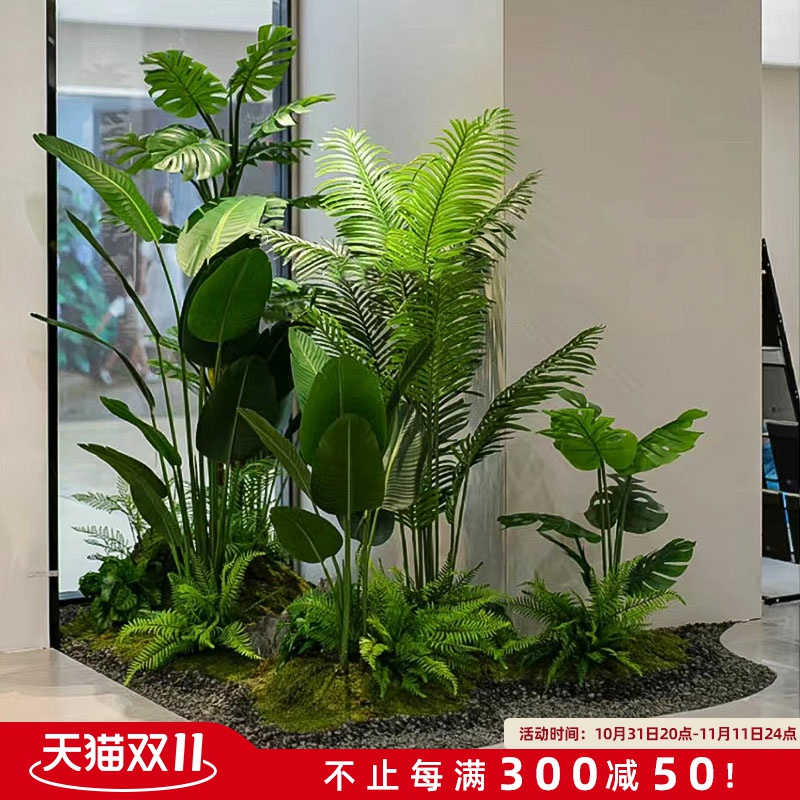 仿真绿植造景组合阳台景观布置室内假植物楼梯拐角造景树橱窗装饰