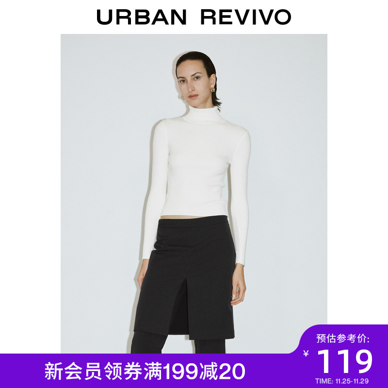 【HOT】UR2024冬季新款女装时尚休闲百搭高领针织衫UWB940016