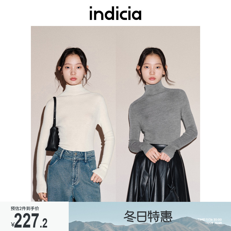 【博主同款】indicia标记24年新款可机洗羊毛打底内搭毛衫女秋冬