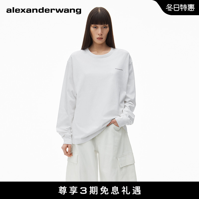 [明星同款]alexanderwang亚历山大王男女同款针织长袖徽标t恤