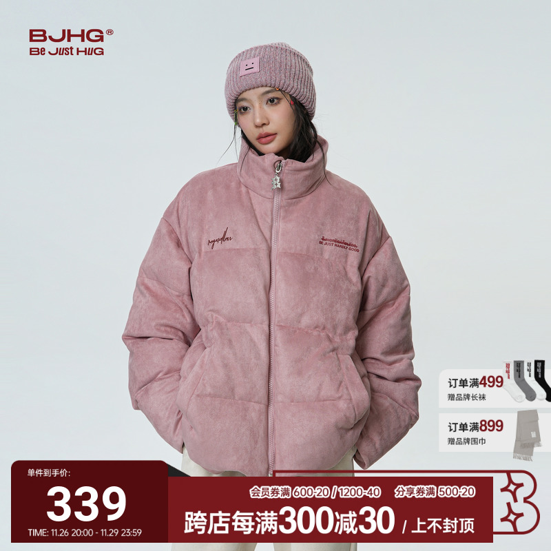 BJHG棉服男款冬季2024年新款加厚麂皮绒美式立领防寒服棉衣外套女